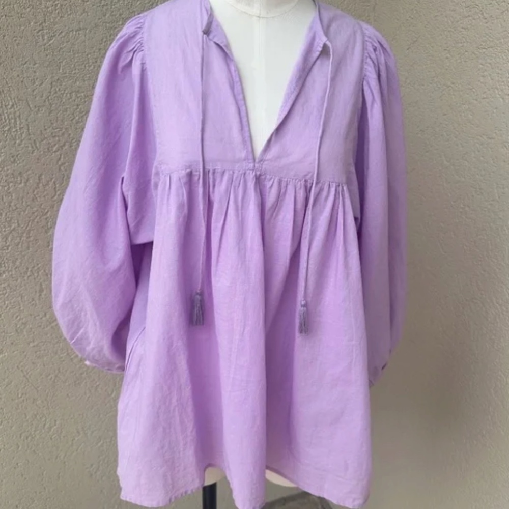 Millie purple top with a tie neck